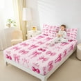 thumbnail image 3 of jejeloiu Pink Bowknot Full Size Sheets,Kawaii Cherry Bed Sheets For Bow Girls 4 Pieces, 3 of 6