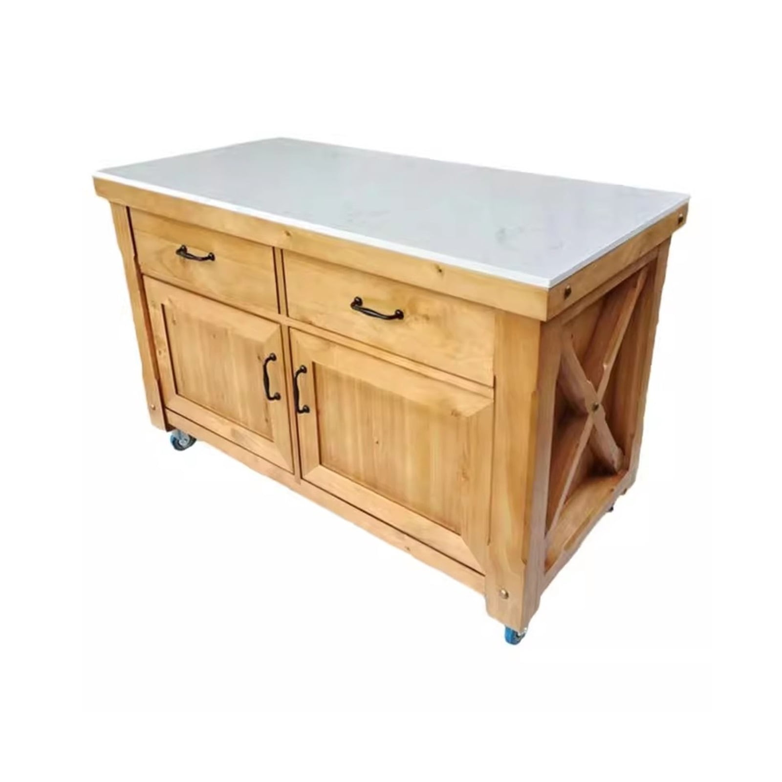Table Îlot Mobile avec Porte d'Armoire, Table d'Appoint de Salle à Manger, Table d'Opération de Cuisine, Table de Cuisson, Usage Domestique