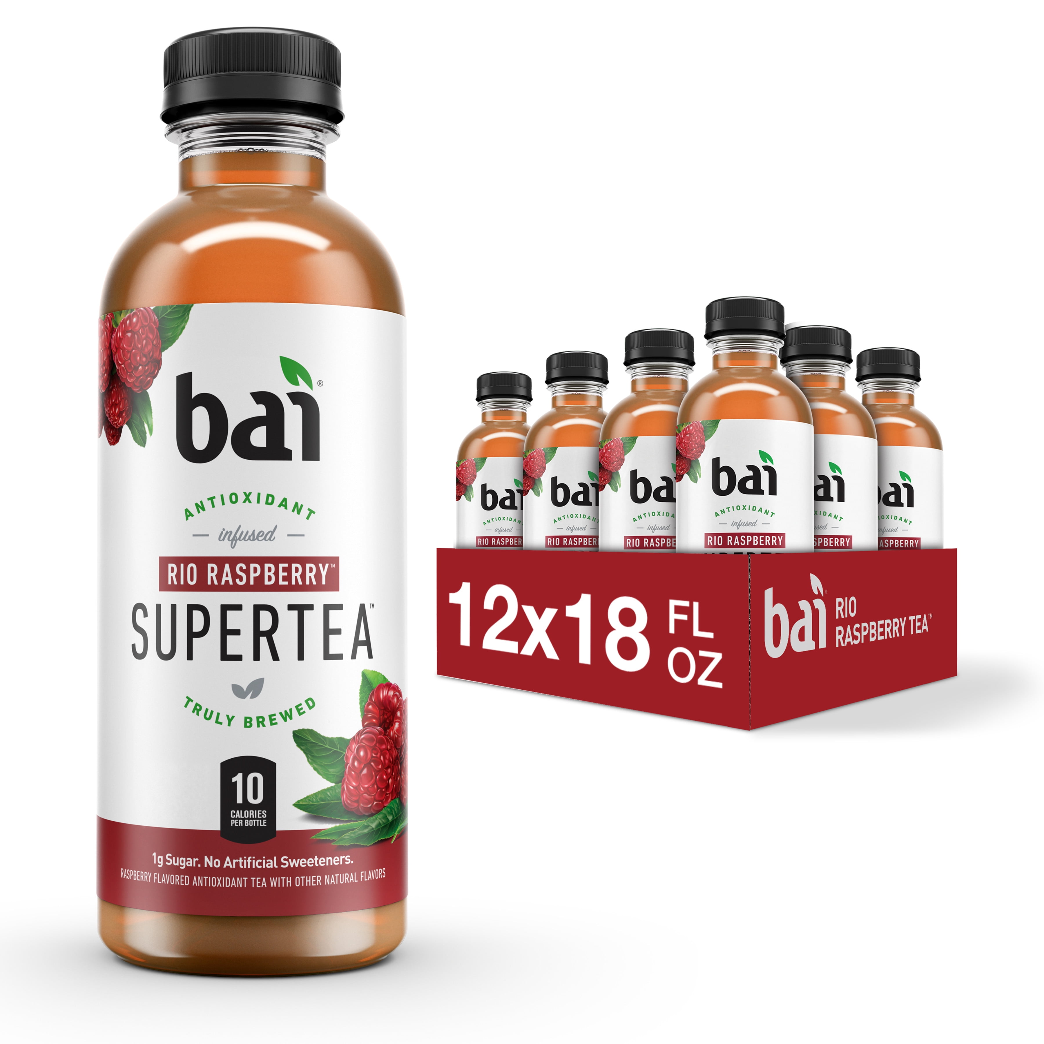 Bai Iced Tea, Rio Raspberry, Antioxidant Infused Supertea, 18 Fluid Ounce Bottle, 12 count