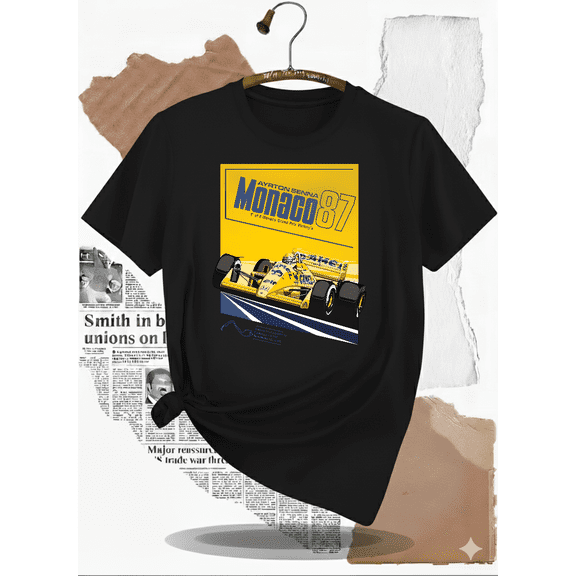 Ayrton Senna 1987 Monaco Grand Prix Racing Tribute Unisex T-Shirt V51149, up to size 5XL