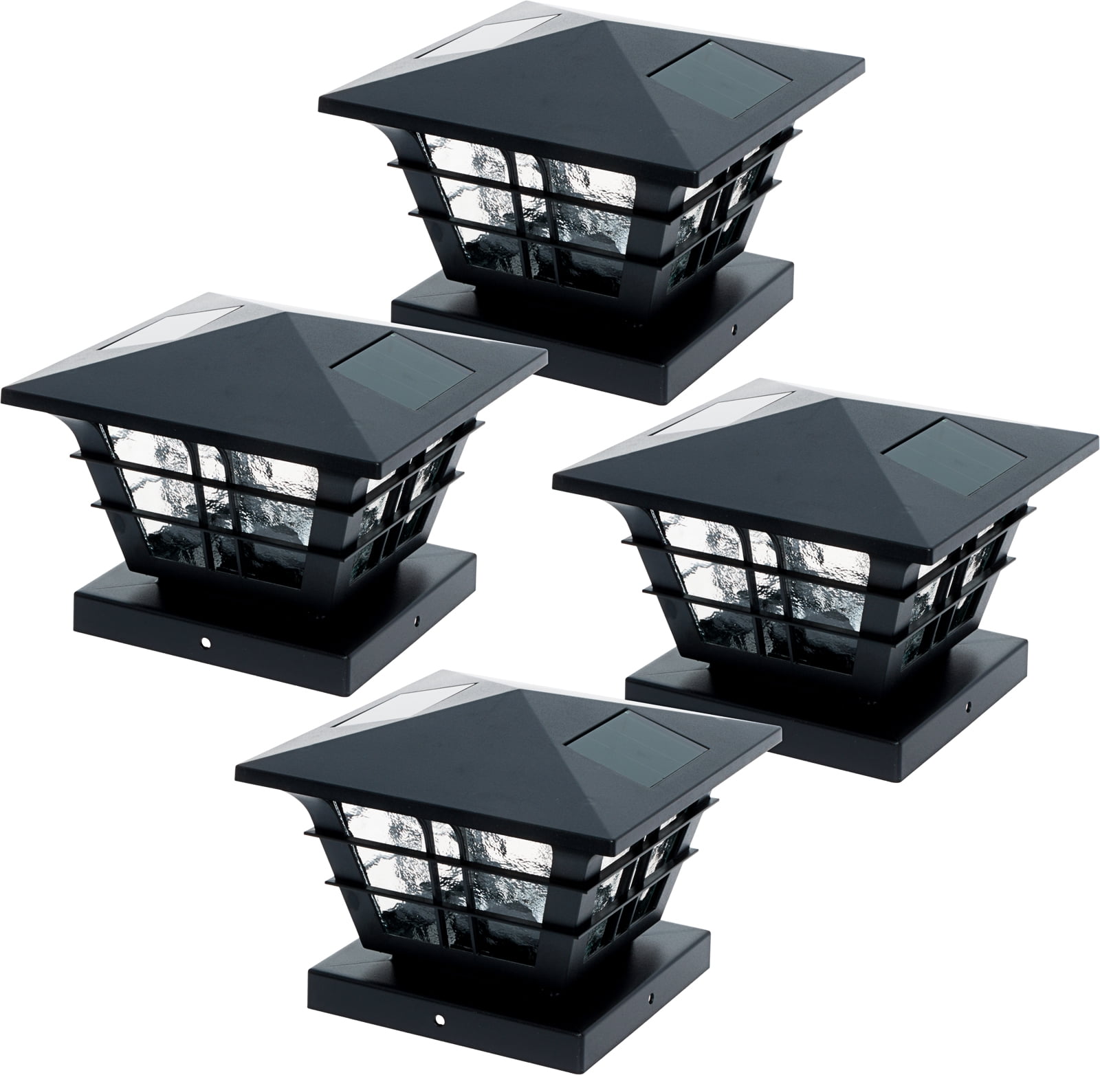 GreenLighting 4 Pack Cape Cod 5x5 Solar Powered Post Cap Light with 4x4