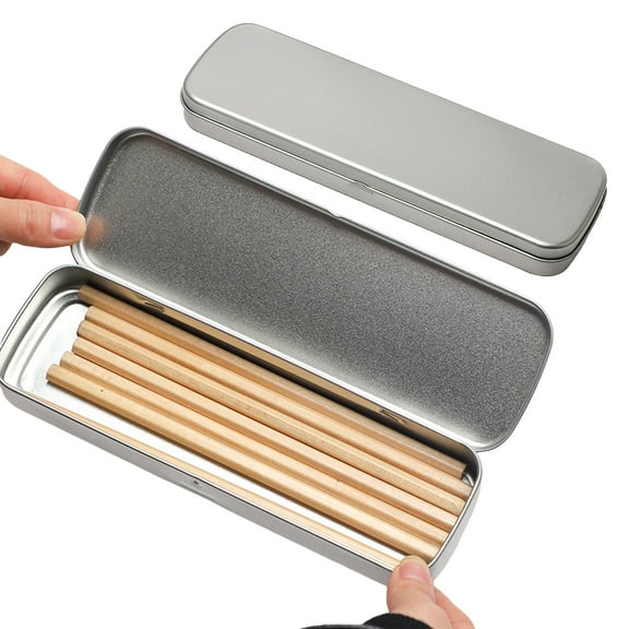 2 Pcs Pencil Box Pen Box Metal Storage Boxes with Lid Easy to Carry Pen Case Stationery Container