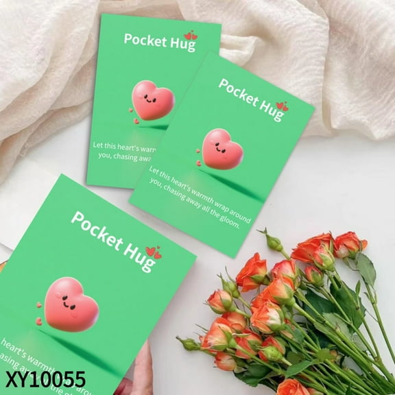 60pcs Pocket Hug Cards, Lovely Pocket Card Deco for Lucky Gifts for Family and Friends,Super Cute Heart  Emotional Support, Suitable for Desks, Hug Cards Christmas Stocking Decor Supplies for Girls