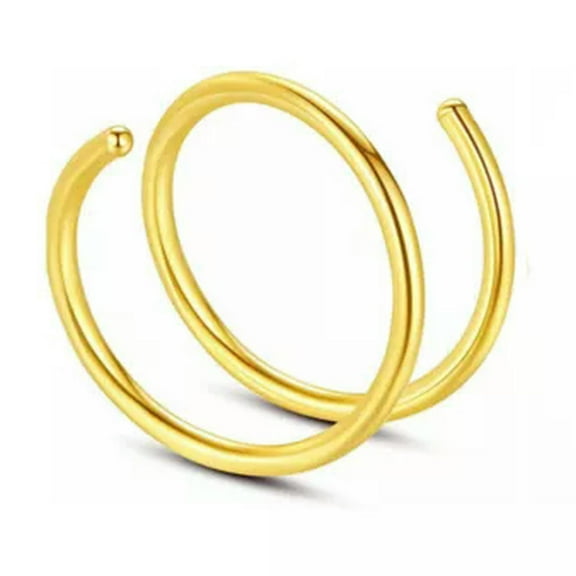 EOEMY 3Pcs Double Spiral Ring Stainless Steel Ear Lip Silver Gold Nose Hoop Piercing /-Golden-0.8*6mm-3Pc