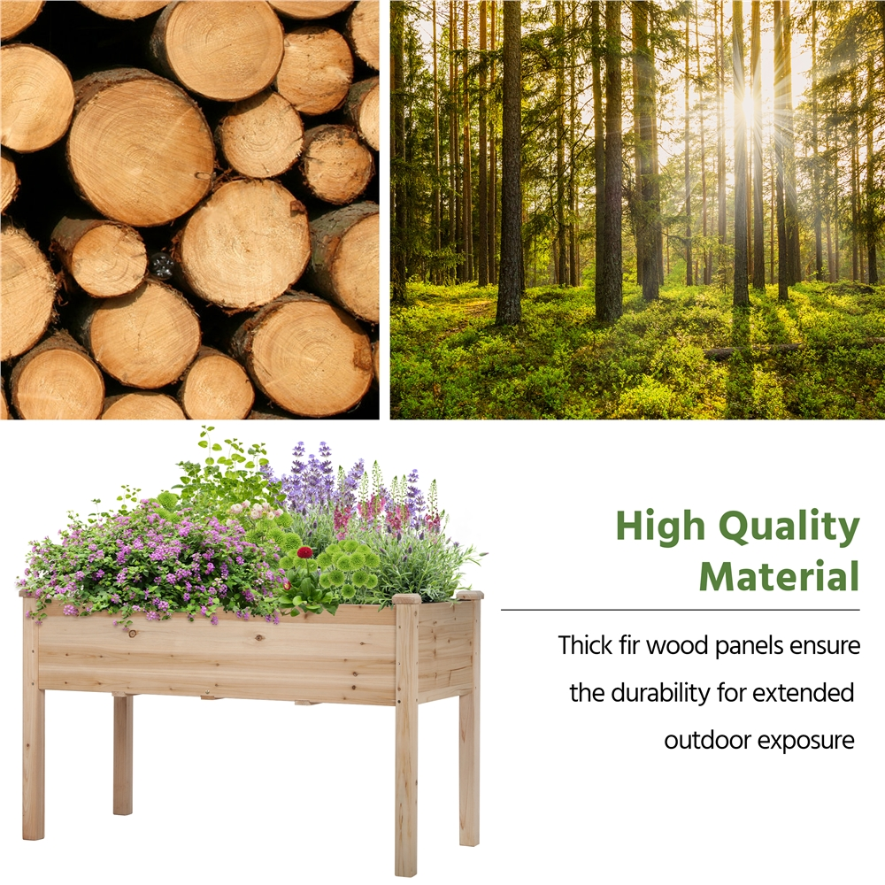 Alden Design Wooden Outdoor Rectangular Raised Bed Planter Box, 47.51″ L × 23.51″ W × 30.05″ H