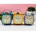 thumbnail image 5 of Reloj despertador luminoso de metal cuadrado de 3 pulgadas, bonito y silencioso, para estudiantes, niños y adultos (amarillo)., 5 of 5