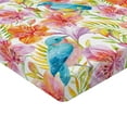 thumbnail image 4 of Ambesonne Birds and Nature Fitted Sheet, Retro Alstroemeria, Twin XL Size, Pale Blue Pale Fuchsia, 4 of 5