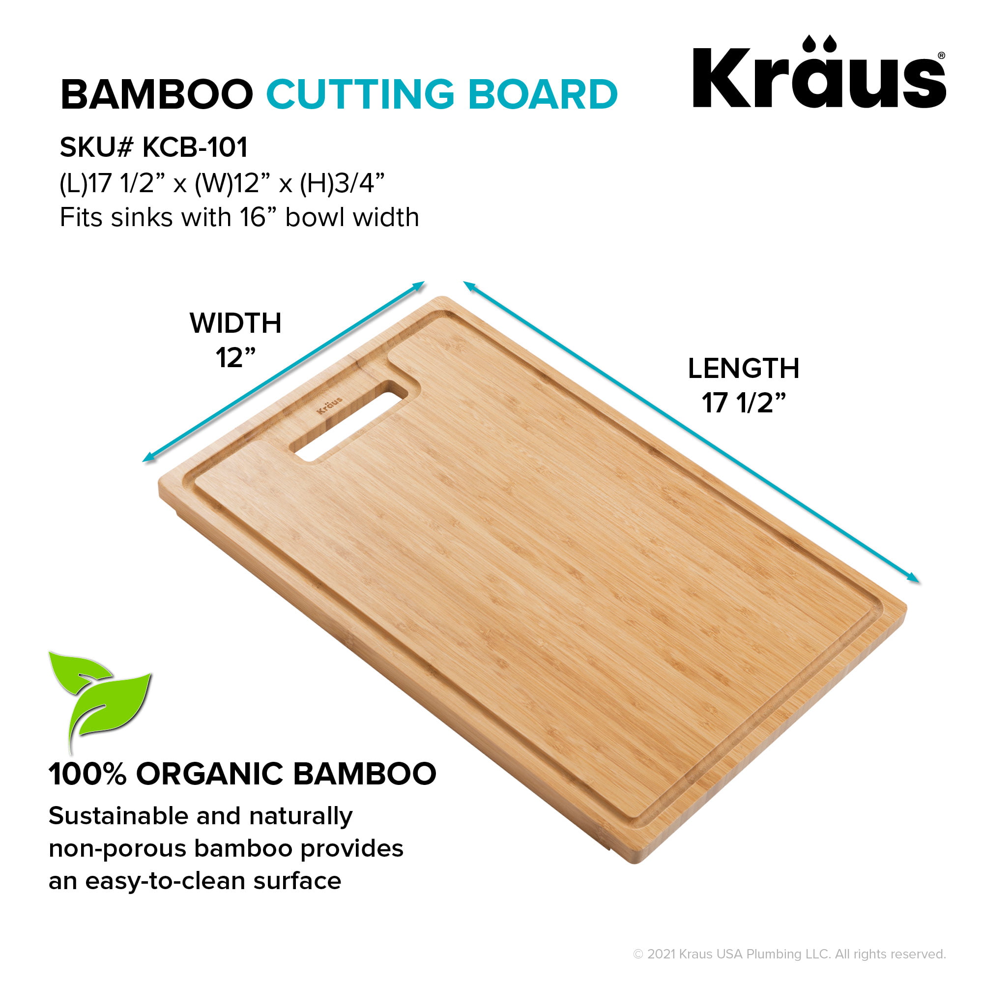 AVACRAFT Large Organic Bamboo Cutting Board, Large Cutting Board for k