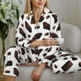thumbnail image 6 of Pajamas for Women Set - Dark Brown Chocolate Print Comfy Long Sleeve Button Up Pajama Sets for Women 2 Piece, Soft Sleepwear Nightwear Pjs Lounge Sets for Women with Pockets, 6 of 6
