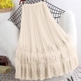 thumbnail image 2 of Ahabrexf High Waisted Pleated Skirt for Women A-Line Mid-Length Mesh Lace Patchwork Design, 2 of 6
