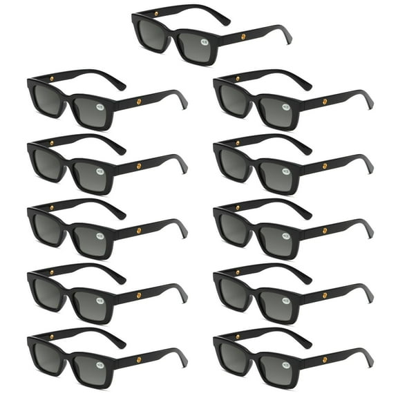 11 Pairs Mens Womens Reading Sunglasses Square Full Tinted Sun Readers +0.75