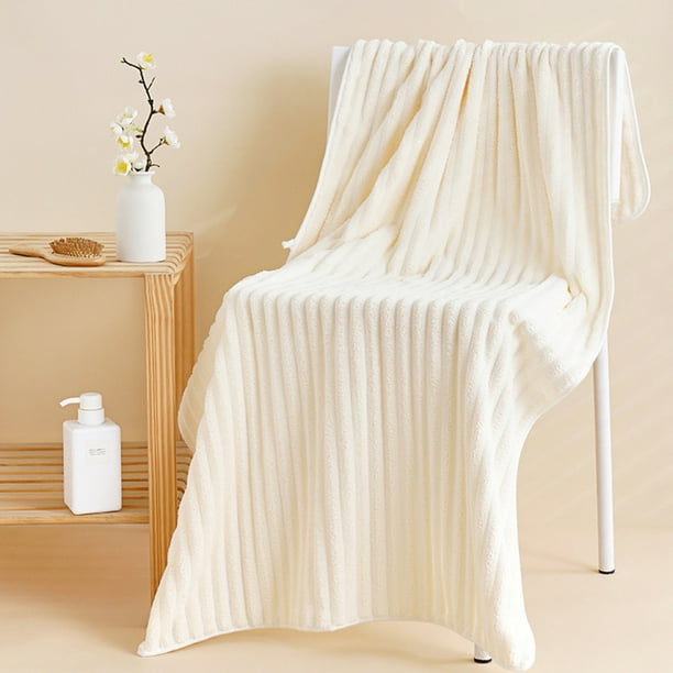 pstuiky Toalla de baño grande de terciopelo con rayas verticales para adultos absorbente de secado rápido para el hogar para parejas