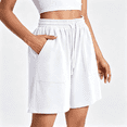 thumbnail image 3 of Lorvain Women's High Waisted Gym Shorts with Pockets, Loose Fit Wide Leg Athletic Running Lounge Shorts, 3 of 8