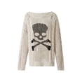 thumbnail image 2 of Elippeo Women Skull Sweater y2k Aesthetic Gothic Hollow Out Long Sleeve Tops Punk Style Crochet Pullover Knitwear Women Streetwear, 2 of 10