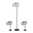 thumbnail image 4 of Sagebrook Home Modern Neutral Set of 3 Metal Floor and Table Lamps, Linen Shades, Black - 14" x 20" x 61", 4 of 11