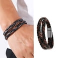 thumbnail image 2 of SUSHANG Braided Leather Bracelet Braided Bracelet Made of Leather in Black or Brown – Men'S Bracelet with Magnetic Clasp Made of Stainless Leather Bracelet Men Including Extra Link, 2 of 9