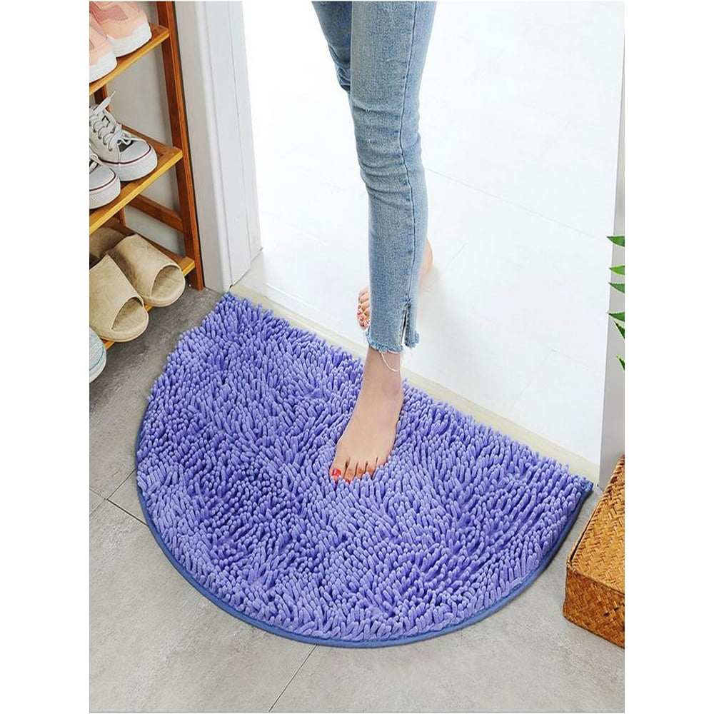 Soft Bathroom Rug Half Moon Round Semi Circle Machine Washable Rubber