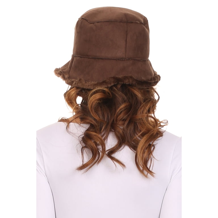 Womens Vintage Style Suede Cloche Bucket Winter Hat with  display picture 1