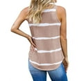 thumbnail image 4 of BYOIMUD Women's Tunic Tank Tops Sleeveless Crewneck Daily Loose Vest with Chest Pockets and Round Hem Striped Print Cute Summer Blouse for Teen Womens Plus Size Tops Khaki XXXL, 4 of 6
