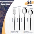thumbnail image 2 of Juego de Cubiertos de 24 Piezas, Cubiertos de Acero Inoxidable para 6 Personas Incluye Cuchillos, Tenedores y Cucharas, Set de Cubiertos para Cocina, Restaurante, Aptas para Lavavajillas, 2 of 4
