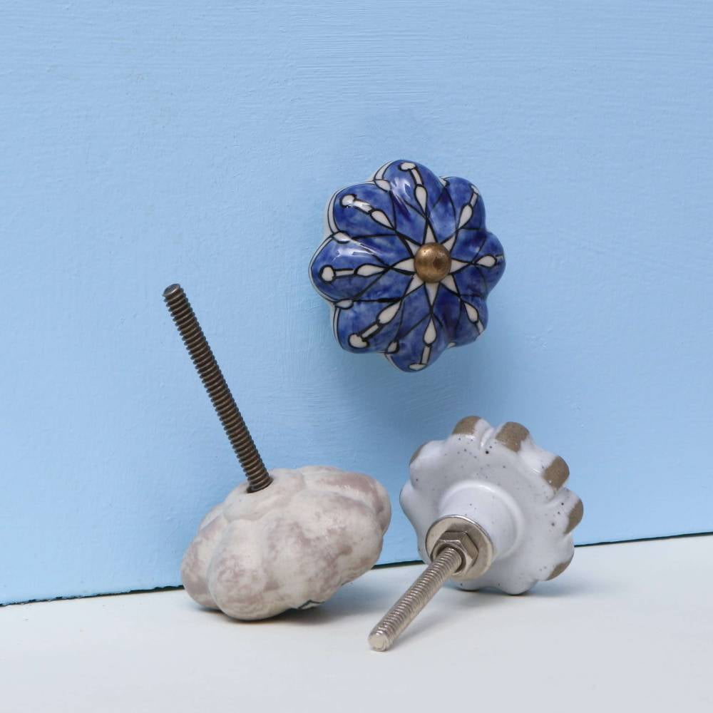 Set of Six Ceramic Gavea Cabinet Knobs by Trinca-Ferro