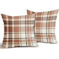 thumbnail image 5 of Aarocafa – Terracotta Plaid Faux Linen Pillow Covers (2-Pack) | Cottage Core Fall Decor | Warm Neutral Check Pattern Cushion Cases |Sofa/Bed Accents for Cozy Curated Spaces – Size: 18x18in-Faux Linen, 5 of 7