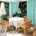 thumbnail image 2 of 1 Panel Outdoor Curtains for Patio Waterproof 54"x84", Turquoise Moroccan Weatherproof Privacy Outsides Curtains, Morocco Boho Ethnic Abstract Geometric Grommet Thermal Drapes for Cabana Porch, 2 of 8