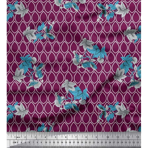 Soimoi Cotton Duck Fabric Women & Leaves Artistic Print Fabric by Yard 56 Inch Wide
