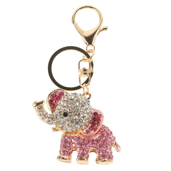GOOHOCHY Rhinestone Elephant Keychain Pink Bling Keychains For Women 1Pcs 4.1X2.4X0.5In