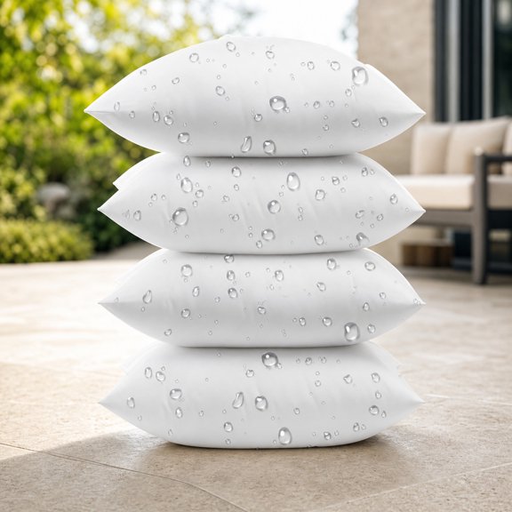 12x20 Outdoor Pillow Inserts Set of 4, Soft Fluffy Lumbar Throw Pillows with Plush Down Alternative Fill for Porch Swing Sofa Cushions Patio Furniture