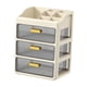 thumbnail image 3 of Organizador de escritorio con cajones, caja de almacenamiento rectangular de plástico multicapa para habitación Marrón cremoso de 3 niveles, 3 of 9