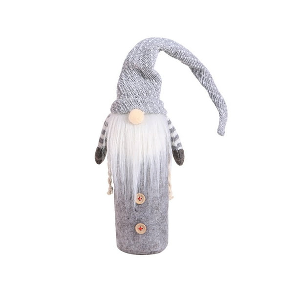 GOOHOCHY 1 funda para botella de vino navideña, funda para botella de vino, funda para botella de champán, para decorar la mesa de Navidad (Hombre del bosque gris)