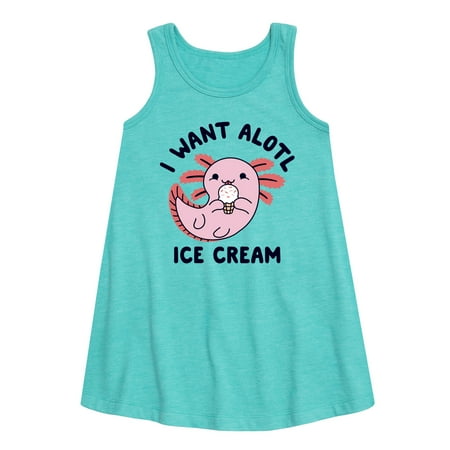 

Instant Message - I Want Alotl Ice Cream - Toddler and Youth Girls A-line Dress