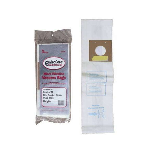 3 Eureka U Commercial Bravo Vacuum Bags, Bravo II, Direct Air, World Vac, White