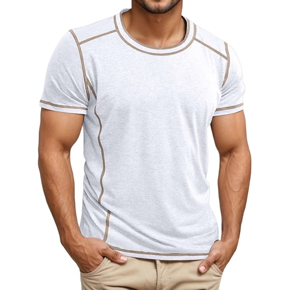 IWRICH Men's Basic Plus Size T Shirt Short Sleeve Crew Neck Soft Fitted Elastic Tees Classic Tshirts White XL