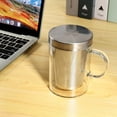 thumbnail image 4 of 500Ml Travel Heat- Glass Tea Infuser Mug with Stainless Steel Lid Coffee Cup Tumbler Kitchen Heat- Large, 4 of 9