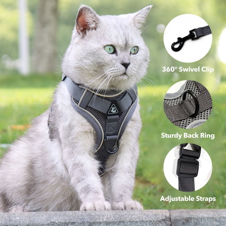 Escape-Proof Cat Harness and Leash Set, Gray photo 8