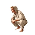 thumbnail image 6 of IWRICH Men's 2 Pieces Linen Set Casual Long Sleeve Button down Hoodies Beach Loose Fir Pants Summer Outfits Khaki L, 6 of 9