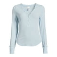thumbnail image 5 of No Boundaries Juniors' Ribbed Henley Top with Long Sleeves, Sizes XS-XXXL, 5 of 5