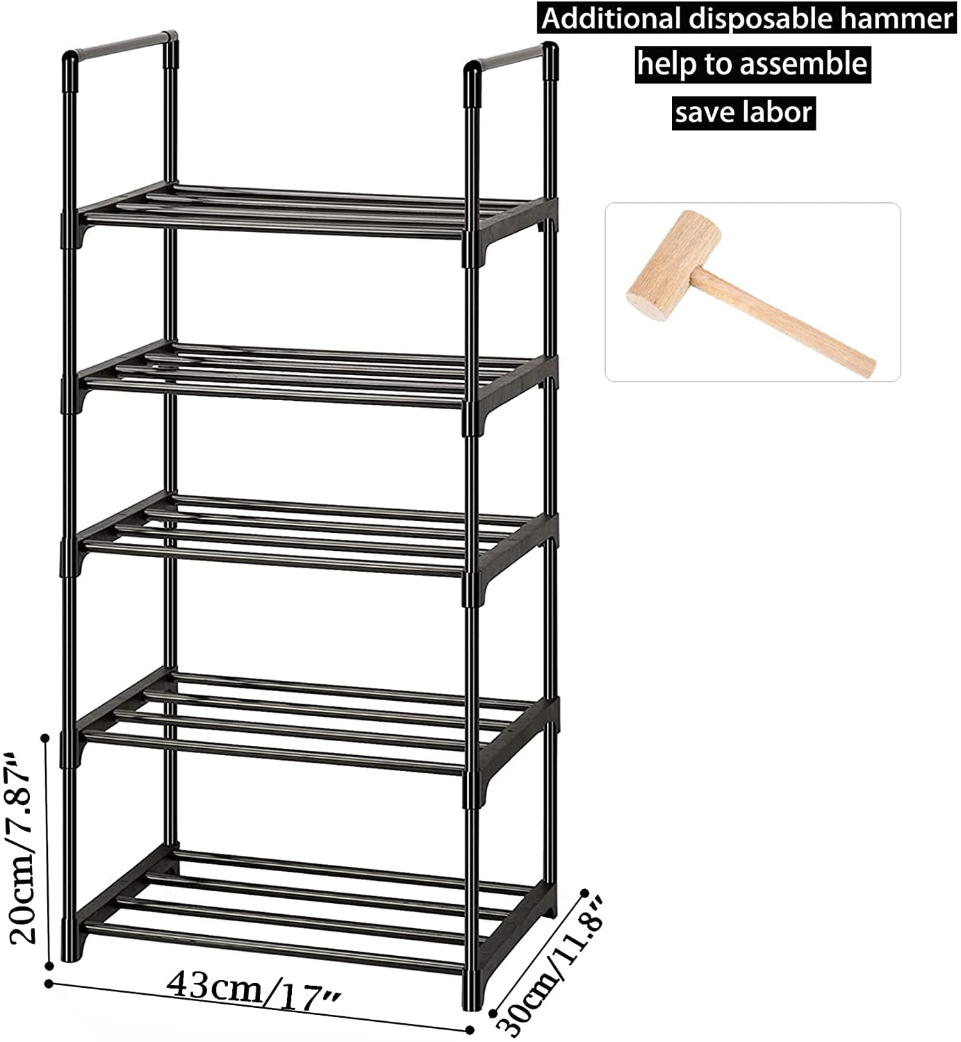 OYREL Sturdy Metal Narrow Shoe Rack Organizer for Closets