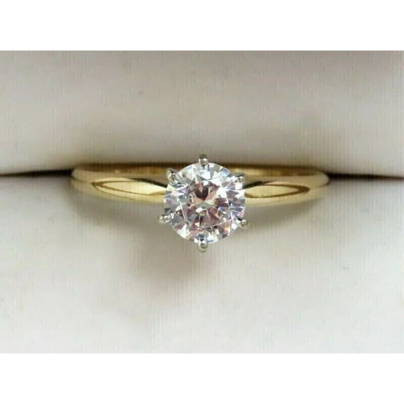 2 Ct Round Lab Created Diamond Solitaire Engagement Ring 14k Yellow Gold Plated