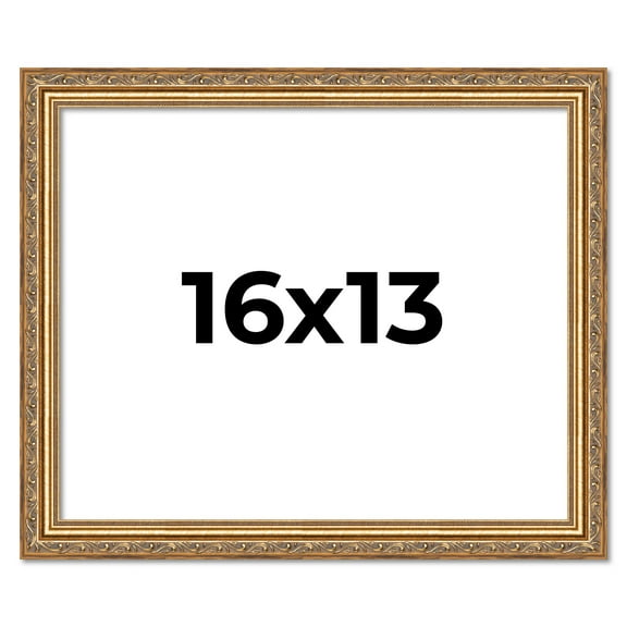16x13 Frame Gold Solid Wood Picture Frame Width 1.25 Inches | Interior Frame Depth 0.375 Inches |