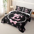 thumbnail image 3 of meiyoeat Girls Personalized Monogrammed Gifts Twin Quilt Set For Bowtie Lovers,Kids Bowknot Alphabet E Print Twin Coverlet Set,2-Piece, 3 of 7
