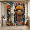 thumbnail image 4 of CaiYueKe Animal Series Faux Embroidery Shower Curtain - Waterproof Polyester Bathroom Decor with Grommets Hooks, Mold Resistant Rustproof Modern Textured Design, 4 of 7