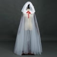 thumbnail image 6 of White Tulle Cape, Women Tulle Hooded Cape Adult Full Length Sheer Cape Vampire Elf Robe Veil Clothing Cloak, 6 of 7