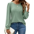 thumbnail image 3 of SHINE UP Long Sleeve Shirts for Women Casual Eyelet Top Crewneck Blouses, 3 of 9