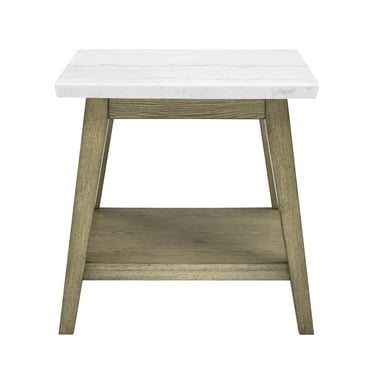 Steve Silver Vida Indoor 31.5"H Square Mid-Century Genuine Marble End Table with Storage, White