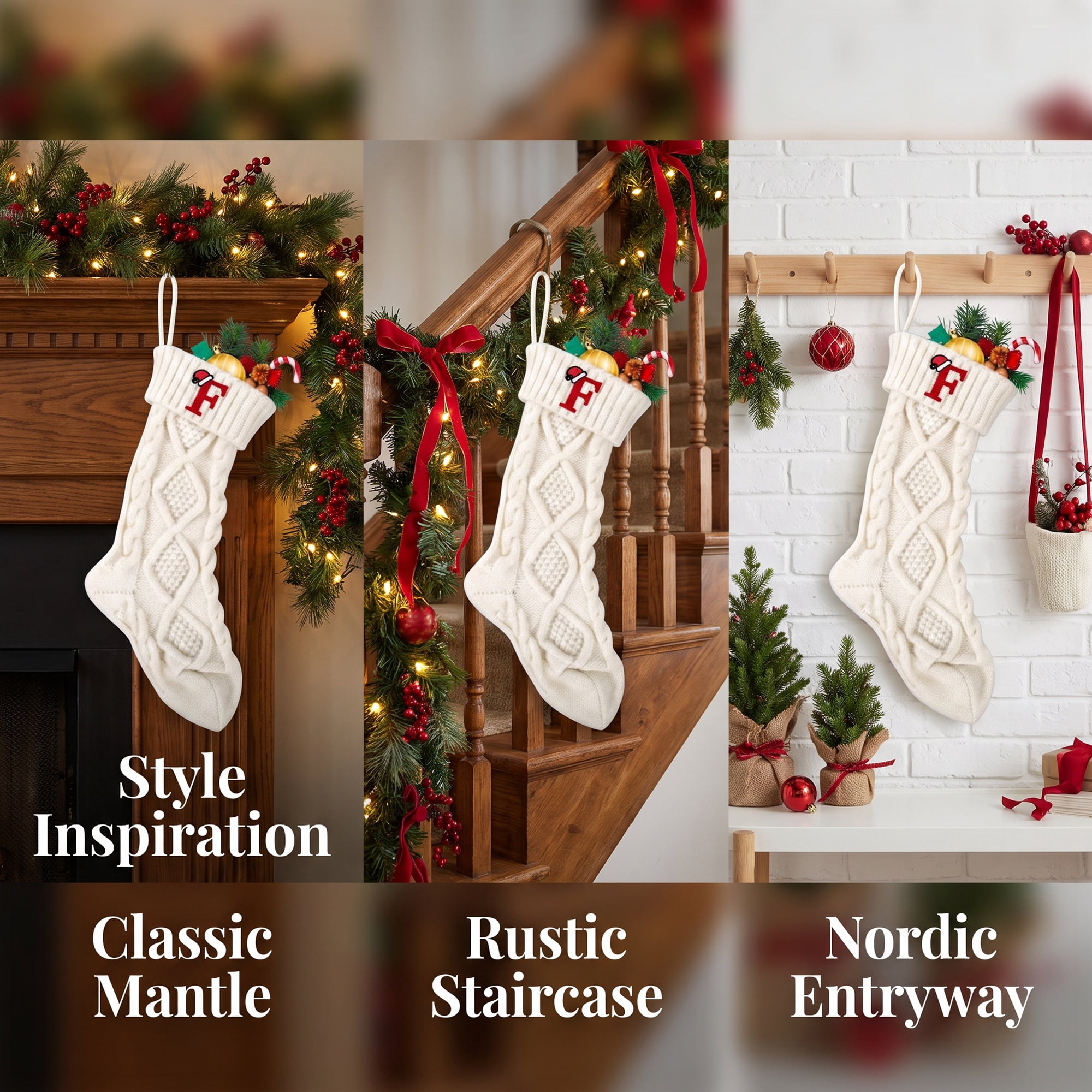Unique Bargains Canine Bone Christmas Stocking Luxury Puppy Holiday Keepsake Sack Letter F 17"