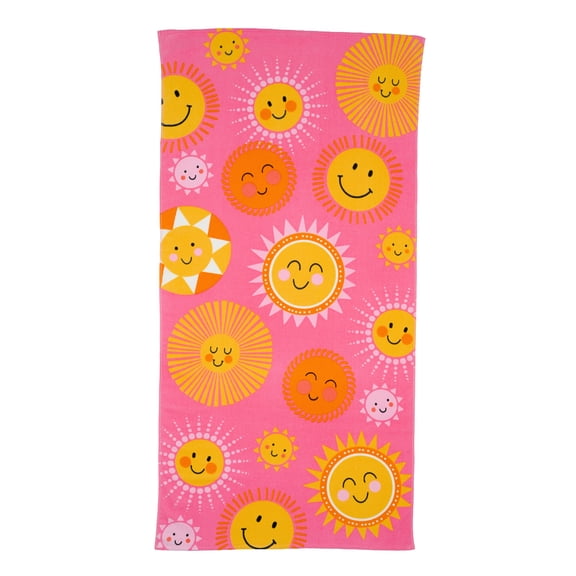 Mainstays Kids Beach Towel, Happy Sunshine, 1 Piece, 60" x 30"