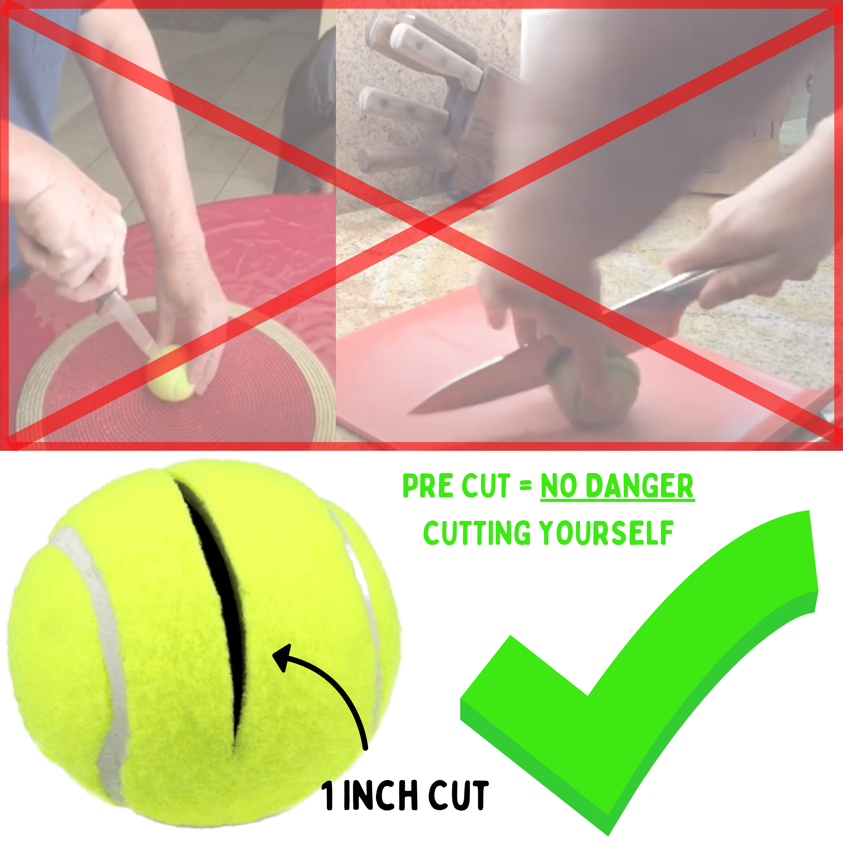 100 PreCut Tennis Balls for Chairs Bulk - Support USA Tennis Ball Recycling NonProfit: Tennis Ball Chair Leg Floor Protectors, Chair Tennis Balls for Classroom Bulk, Precut Tennis Balls for Walkers